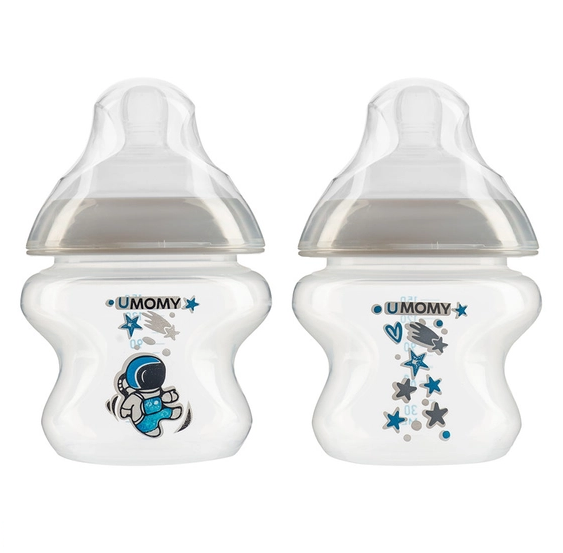 بطری شیر خوری پلی پروپیلن دهانه عریض 150ml کد 120 یومامی